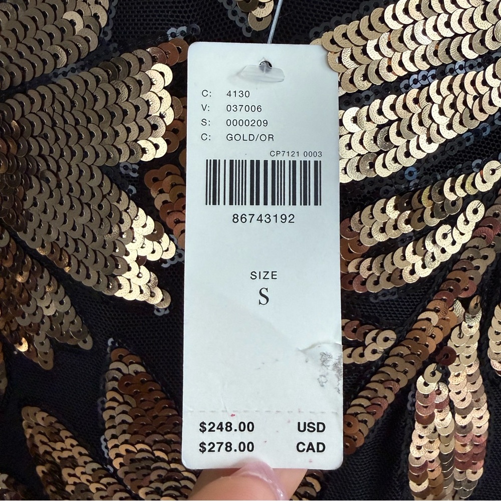 Anthropologie Black & Gold Sequin Mini Dress (NWT) - Picture 4 of 4